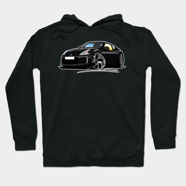 Nissan 370z Black Caricature Car Art Hoodie by y30man5